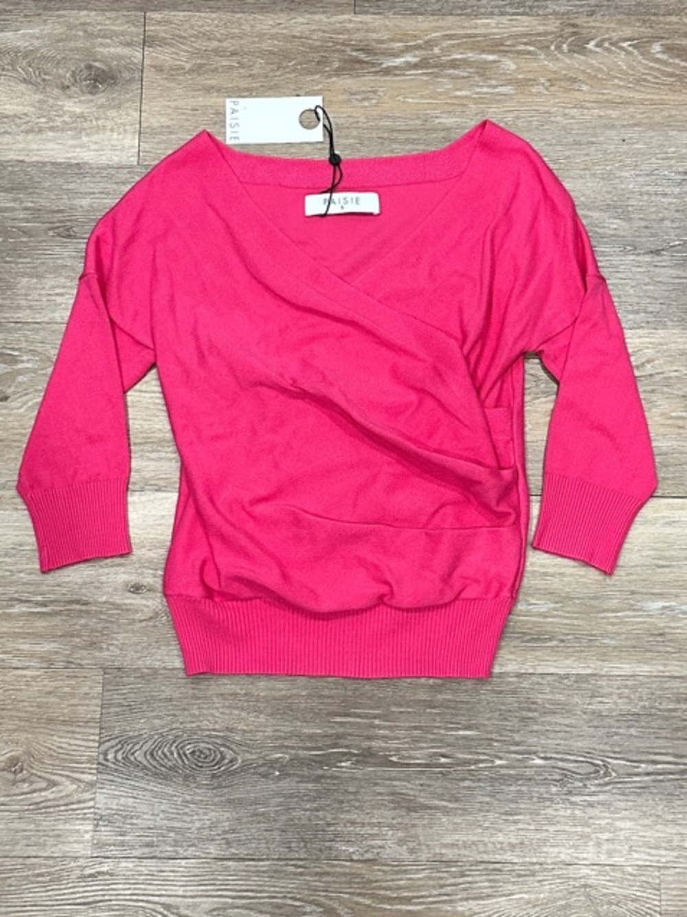 NWT Paisie Women’s Bright Pink Wrap-Front Sweater